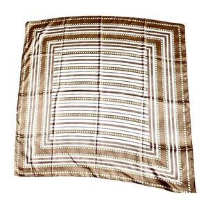 The Tie Rack Silky White Tan Geo Print New Square Scarf Made in Italy 35" x 35"